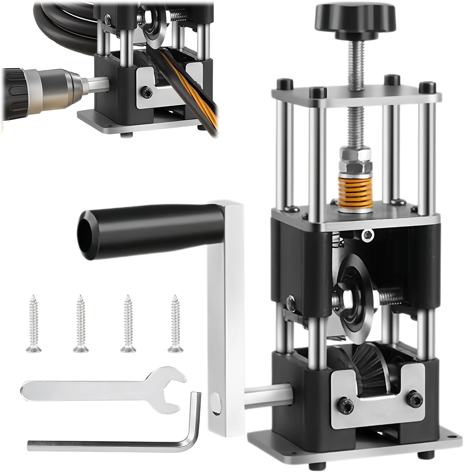 Kabelschälmaschine Elektrisch mit Federverstellung, Kabelentmanteler für 1-25 mm Kabel, Kabelabisoliermaschine, Kabelabisolierer, Abisoliermaschine für Schneiden von Abisolierschrott-2
