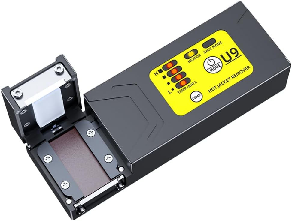 U9 Fiber Thermal Stripper, Effizientes, Beheiztes Abisolierwerkzeug für Flachbandkabel, Inklusive Lithium-Fusionswerkzeug (EU)