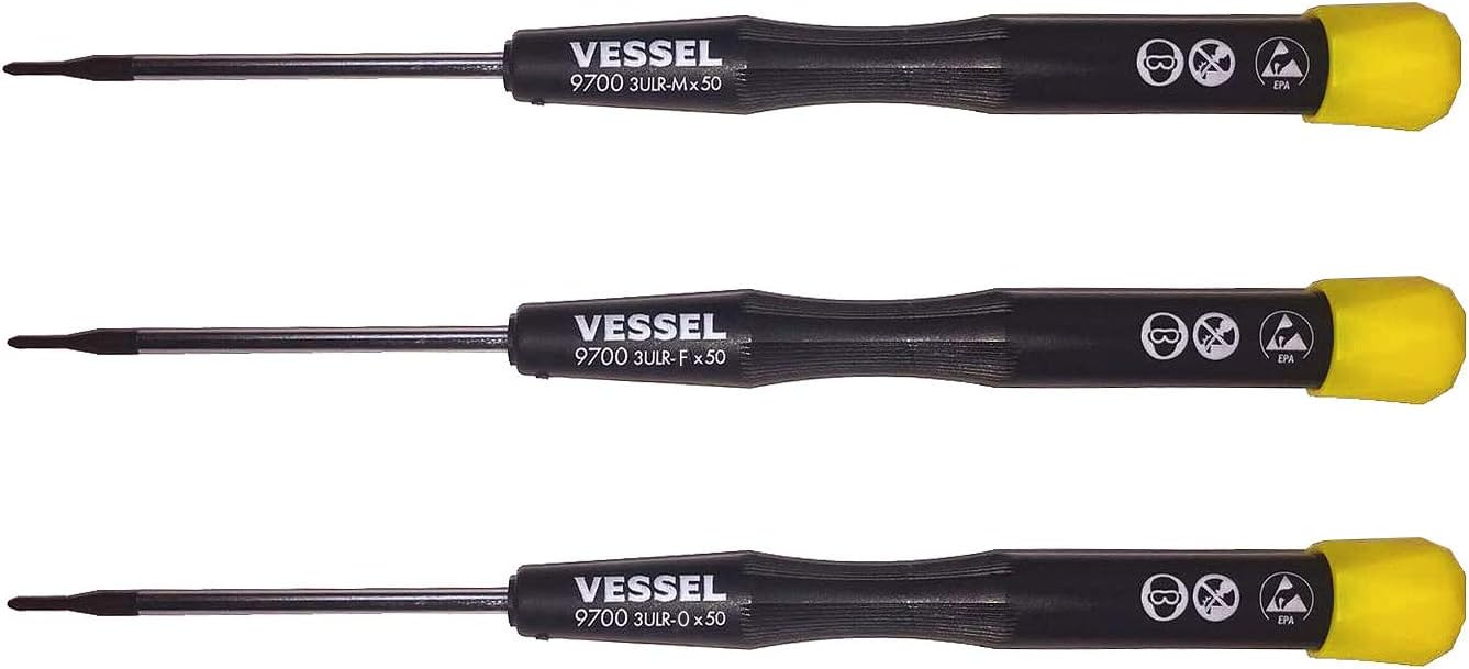 VESSEL Präzisions-Schraubendreher ESD (antistatisch) Microstix (3ULR), 3 Stück