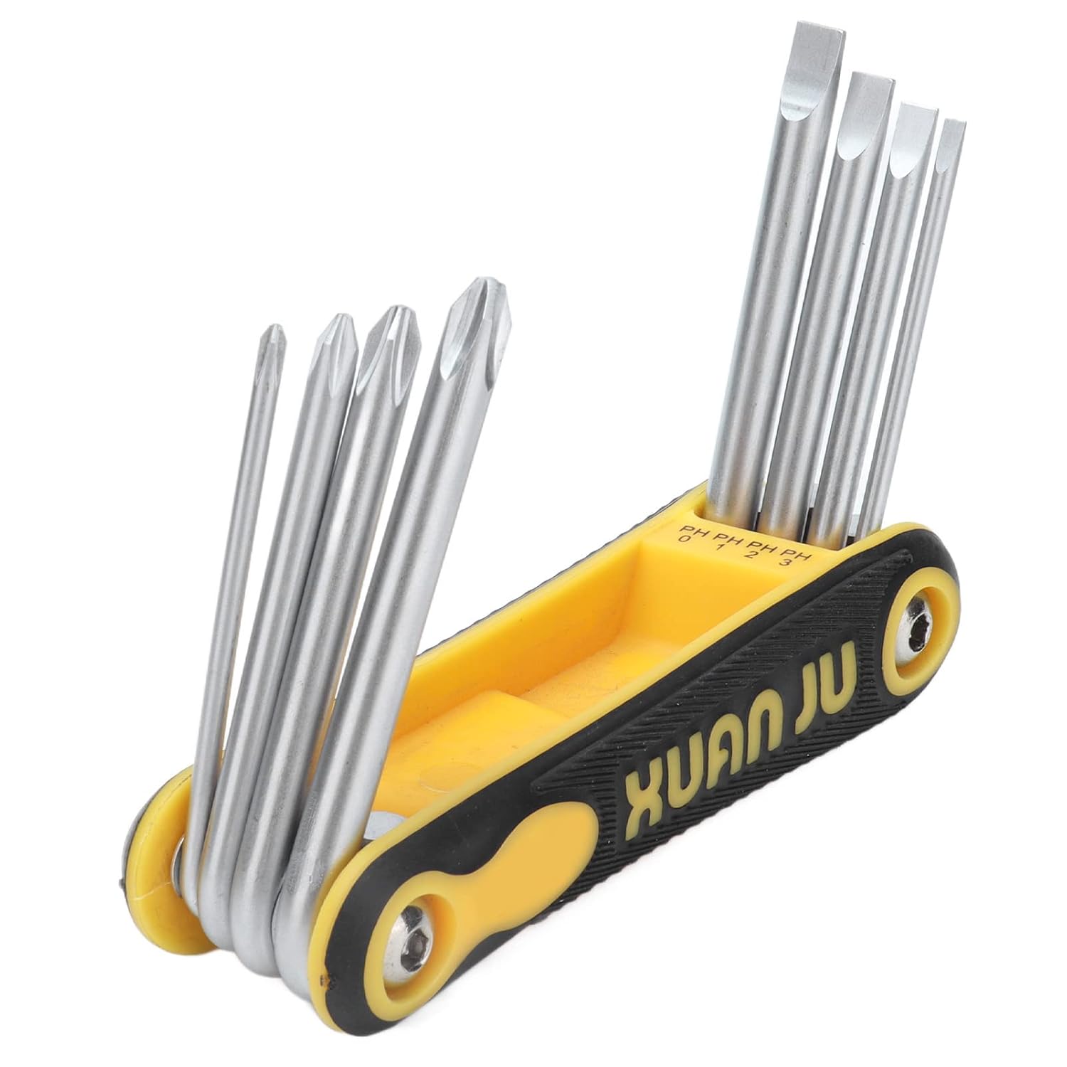 Klappschraubendreher Set 8-teilig mit Edelstahl Bits & ergonomischem Griff, multifunktionales Werkzeug für Haushalt, Auto & Garten, kompakt und handlich