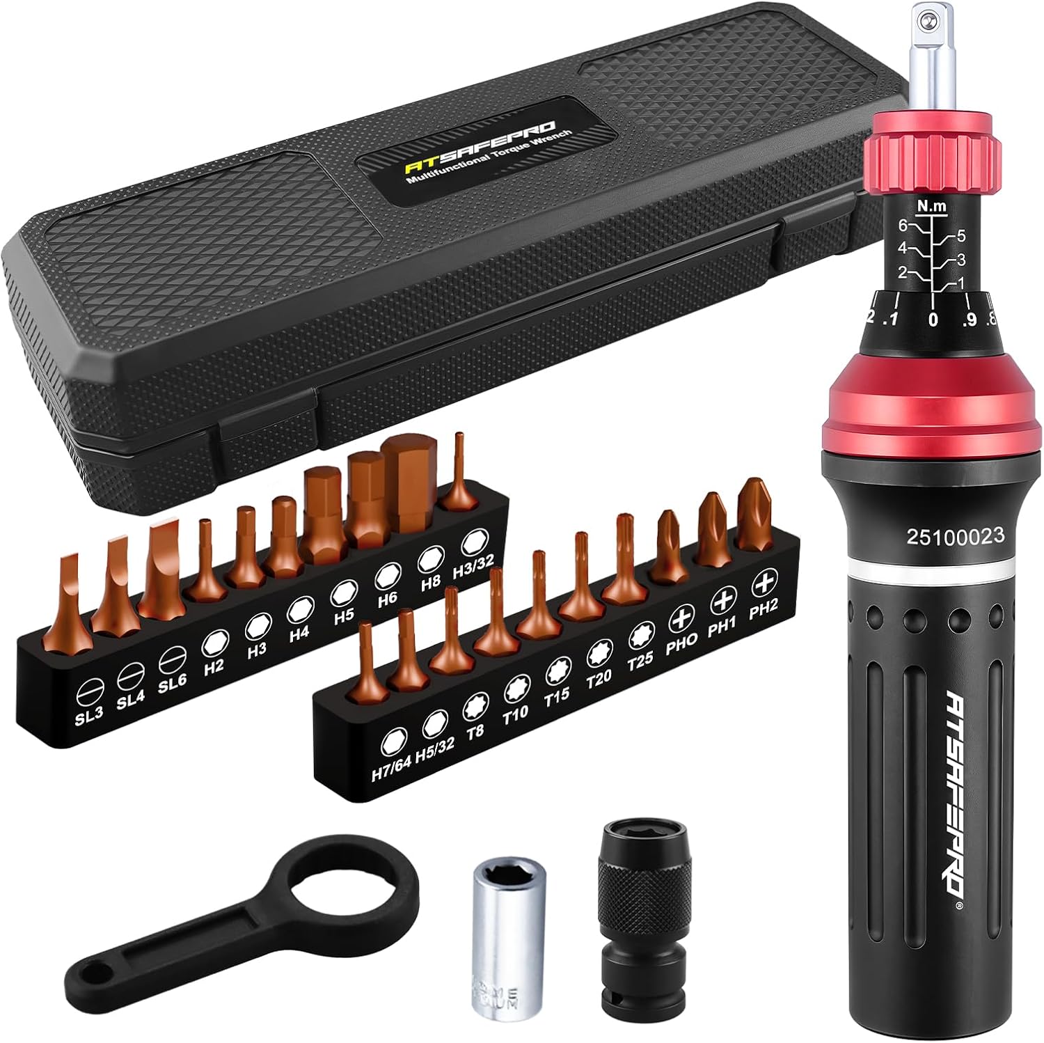 ATsafepro Drehmomentschraubendreher Set 1-6 Nm 1/4 Zoll 25-teilig