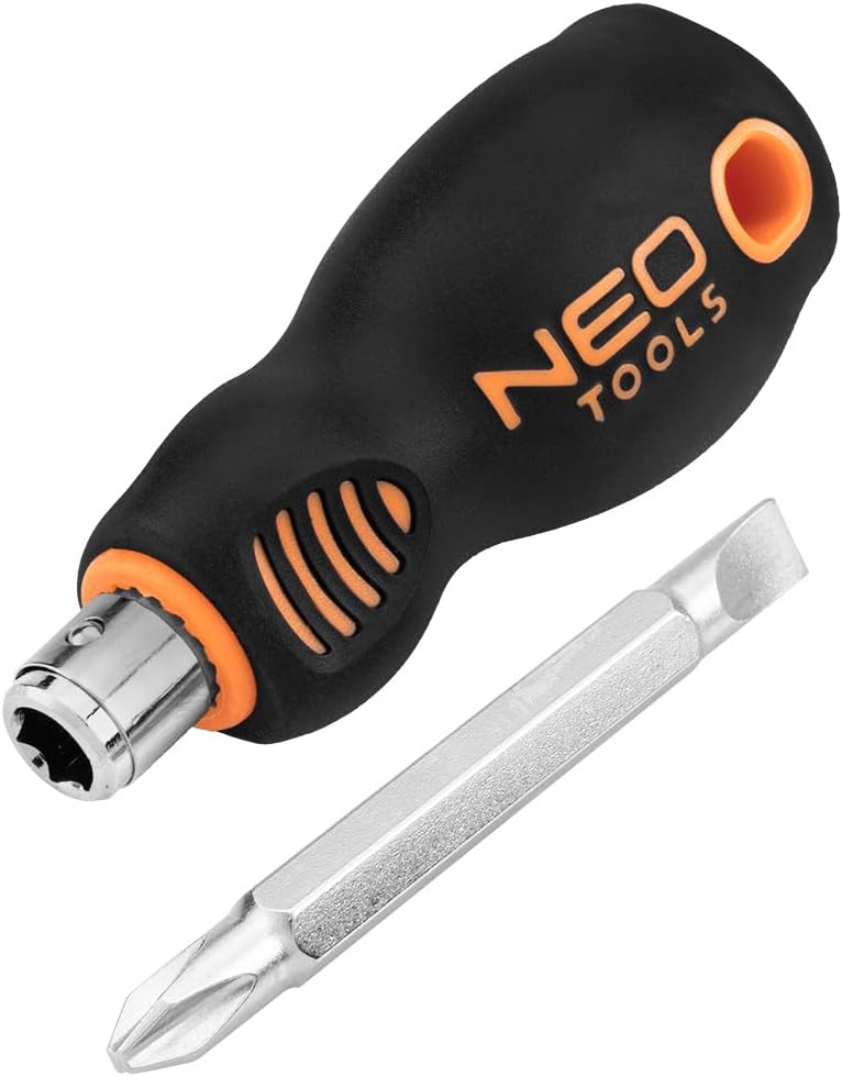 NEO TOOLS NEO 04-201 Kreuzschlitz-Schraubendreher mit Schlitz, extra kurz