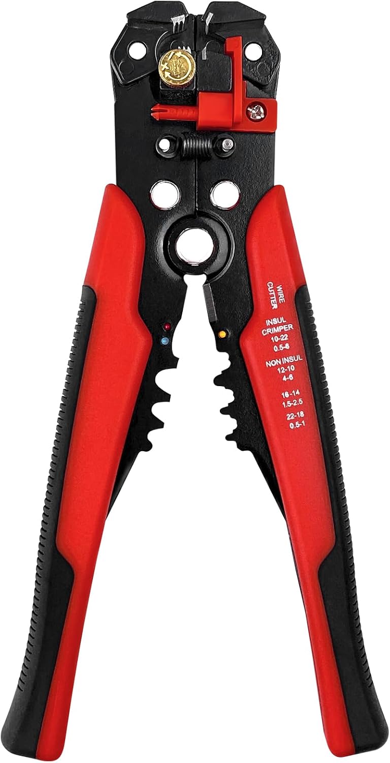 Relota Automatische Abisolierzange, Schneidzange 200mm, Drahtschneider 500g, Crimpzange 3 in 1, Abisolierwerkzeug für 10-24 AWG Volldraht, Abisolierzangen zum Abisolieren, Schneiden und Crimpen