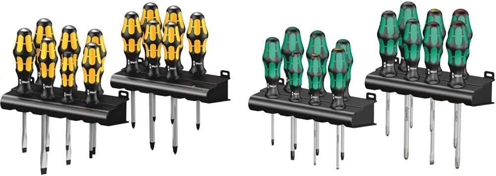 Wera Big Pack 900 Schraubendreher Set Kraftform - Schraubmeißel und Rack, 13-teilig, 05133285001 & Kraftform Big Pack 300, Schraubendreher Set 14-teilig, 05105630001