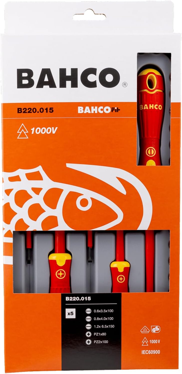 Bahco VDE Schraubendreher-Set, 5-teilig Schlitz, POZIDRIV®