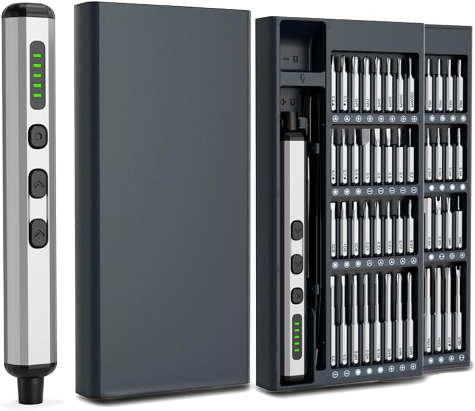 Mini Elektro Schraubendreher Set, 68 in 1 Magnetische Präzisions-Schraubendreher Kit mit 64 Stahlbits, Akku betrieben, für Reparatur von Phone und Laptop