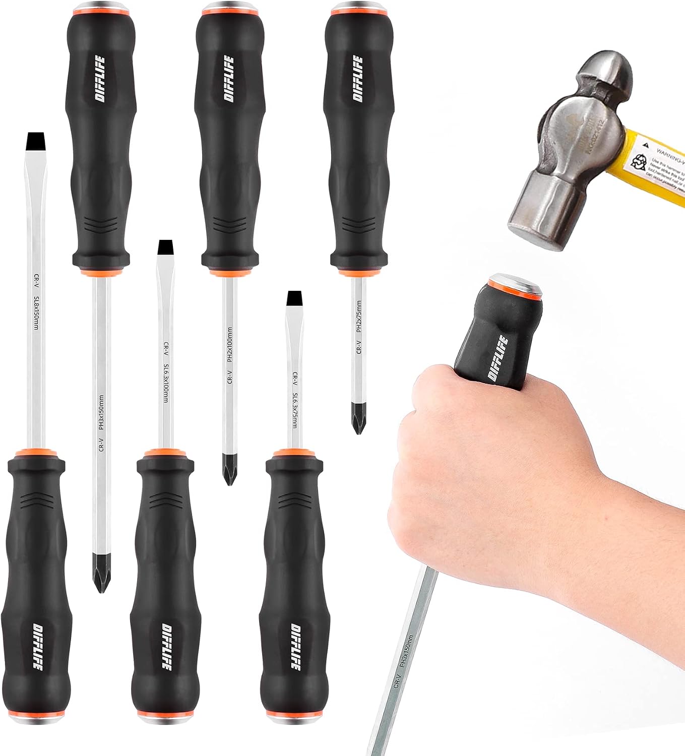Schraubendreher-Sets, Schraubendreher-Set, 6-teilig, professionell, gepolsterter Griff, isolierte magnetische Spitze, Elektriker-Schraubendreher-Sets (6-teilig)
