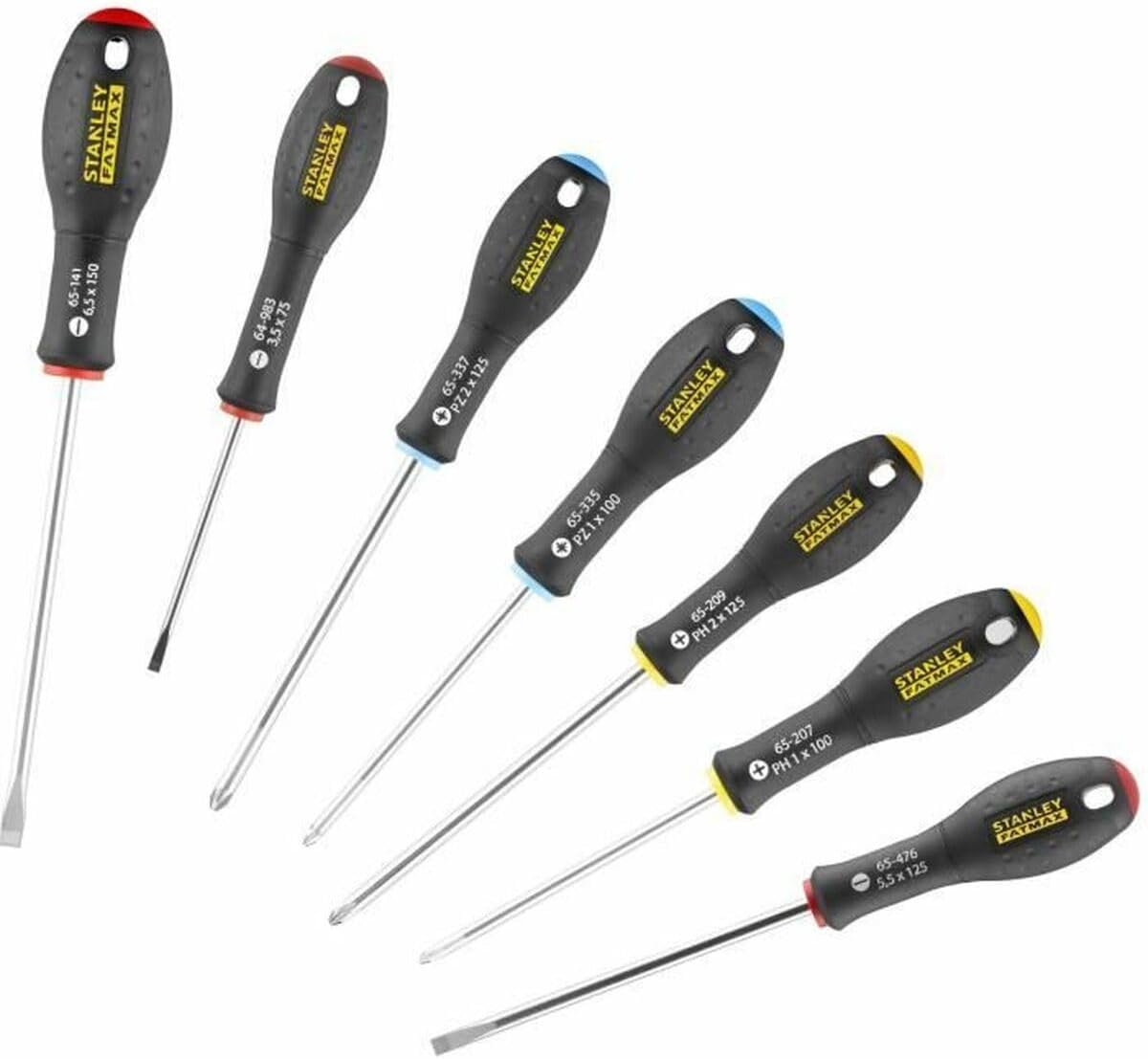 Stanley FatMax™ Set 7-teilig (Schlitz/Phillips/Pozidriv) Parallel 3.5mm, 5.5mm; Schlitz 6.5mm; PH1, PH2; PZ1, PZ2