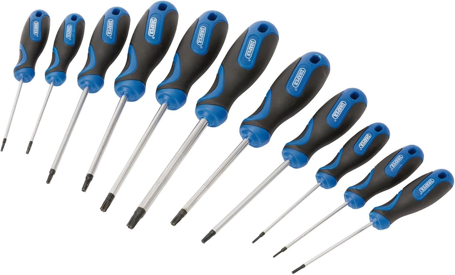 Draper 34253 Schraubendreher-Set, manipulationssicher, T6-T40T, 11-teilig, Blau