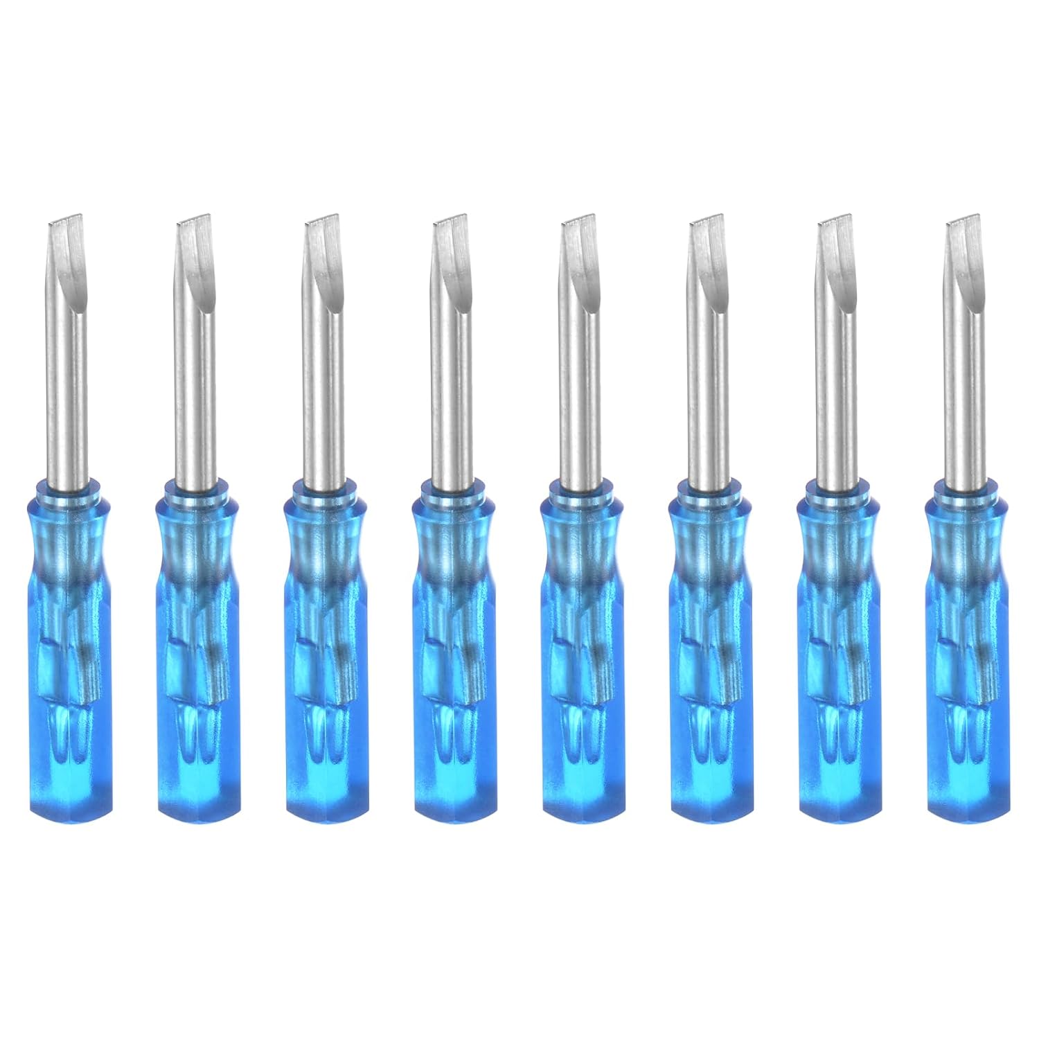 QUARKZMAN 4 Stück SL3.0 Mini Schlitzschraubendreher Set Kleine Schraubenzieher Set 3mm Magnetisch Schlitzkopf 45mm Länge Feinmechaniker Schraubendreher Set für Reparatur Werkzeug Set, Blau
