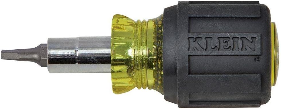 Klein Tools 32562 | 6-in-1 Mini-Schraubendreher und Steckschlüssel | Kreuzschlitz PH2, Schlitz 4,8 mm, Vierkant SQ1/SQ2 | Steckschlüssel 1/4" und 5/16" | Cushion-Grip-Griff | Kompakt, 87 mm