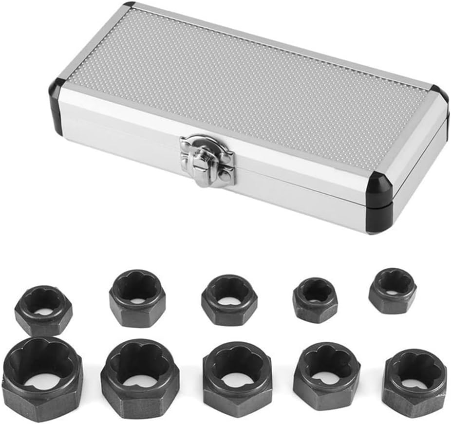 11-tlg. Schraubenausdreher-Set 9-19mm mit Stanzstange & Steckschlüssel zum Entfernen von beschädigten, verrosteten oder abgerundeten Schrauben und Muttern