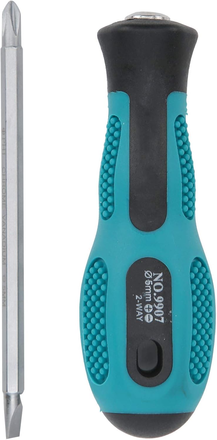 H5X75mm Doppelzweck-Schraubendreher, ABS + 6150 Chrom-Vanadium-Stahl-Schraubendreher-Bit, Doppelzweck-Kreuzschlitzschraubendreher mit Rutschfestem Griff,Schraubenzieher set