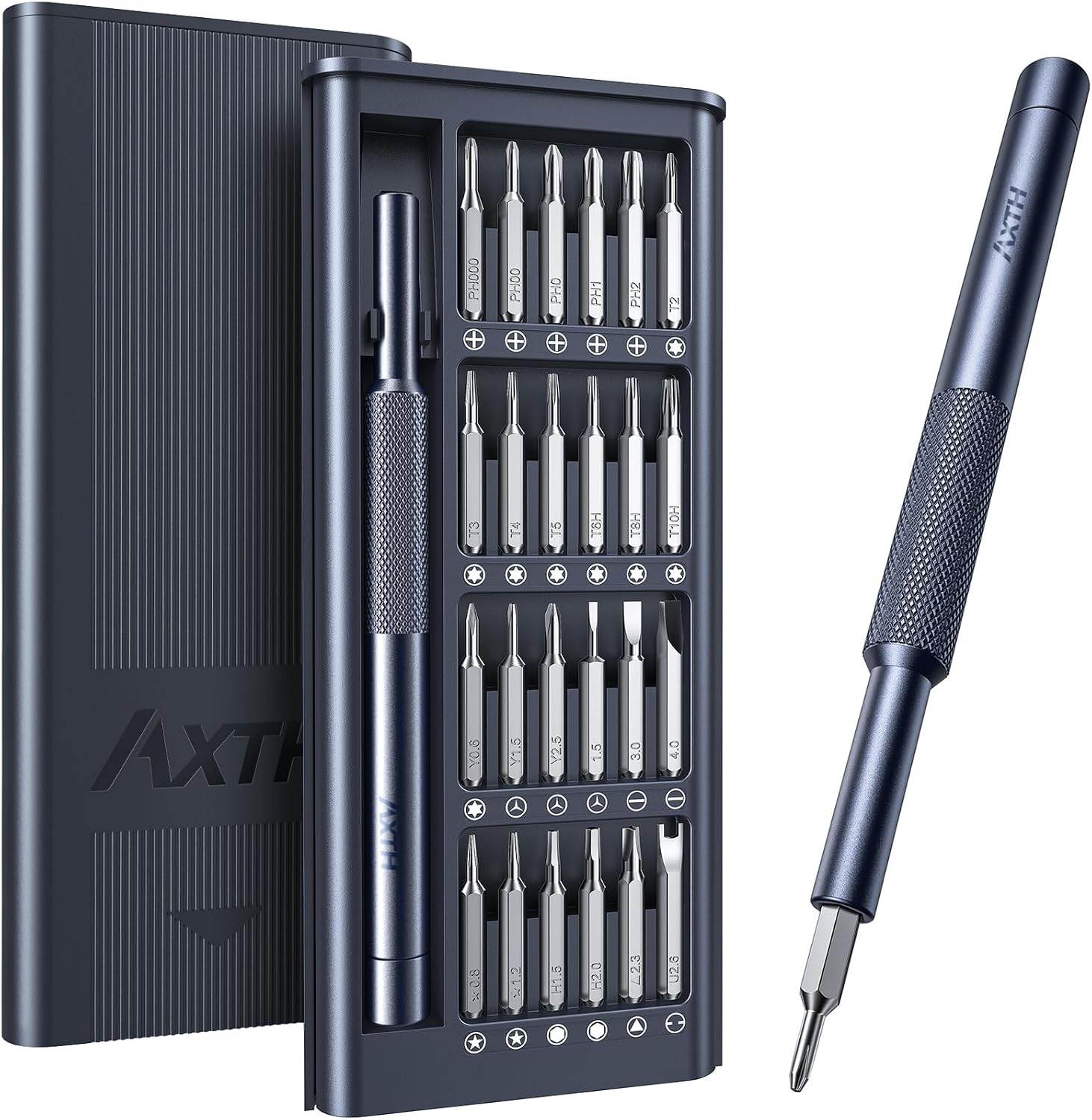 AXTH Feinmechaniker Schraubendreher Set Mini Werkzeug 24 Stk. S2 Lang Bits