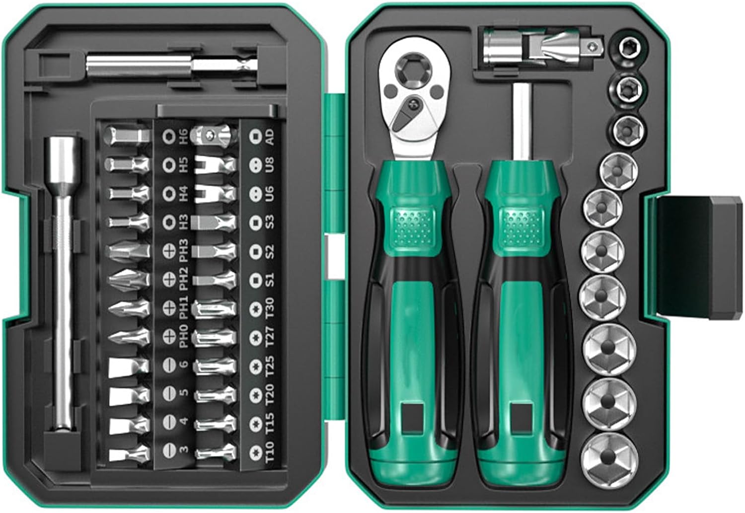 40-teiliger 1/4" Mini Ratschen Set mit Werkzeugkasten