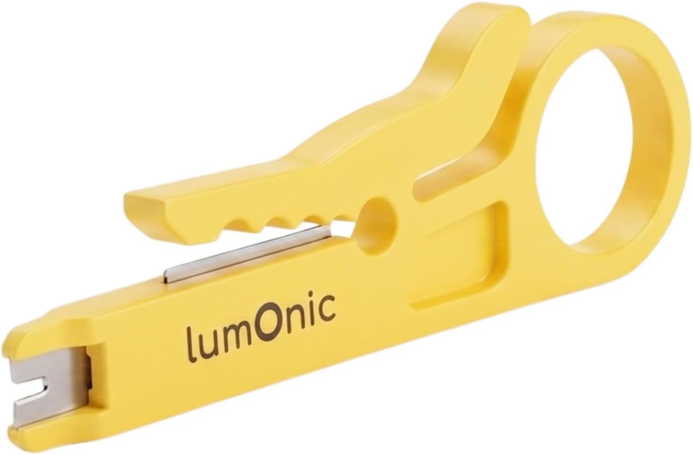 Lumonic Abisolierwerkzeug für UTP/FTP-Netzwerkkabel & LSA-Auflegewerkzeug - Kabel-Abisolierer, Netzwerkwerkzeug, auch als LSA-Auflegewerkzeug, CAT5e/CAT6, Mini, gelb, Patchpanel, RJ45