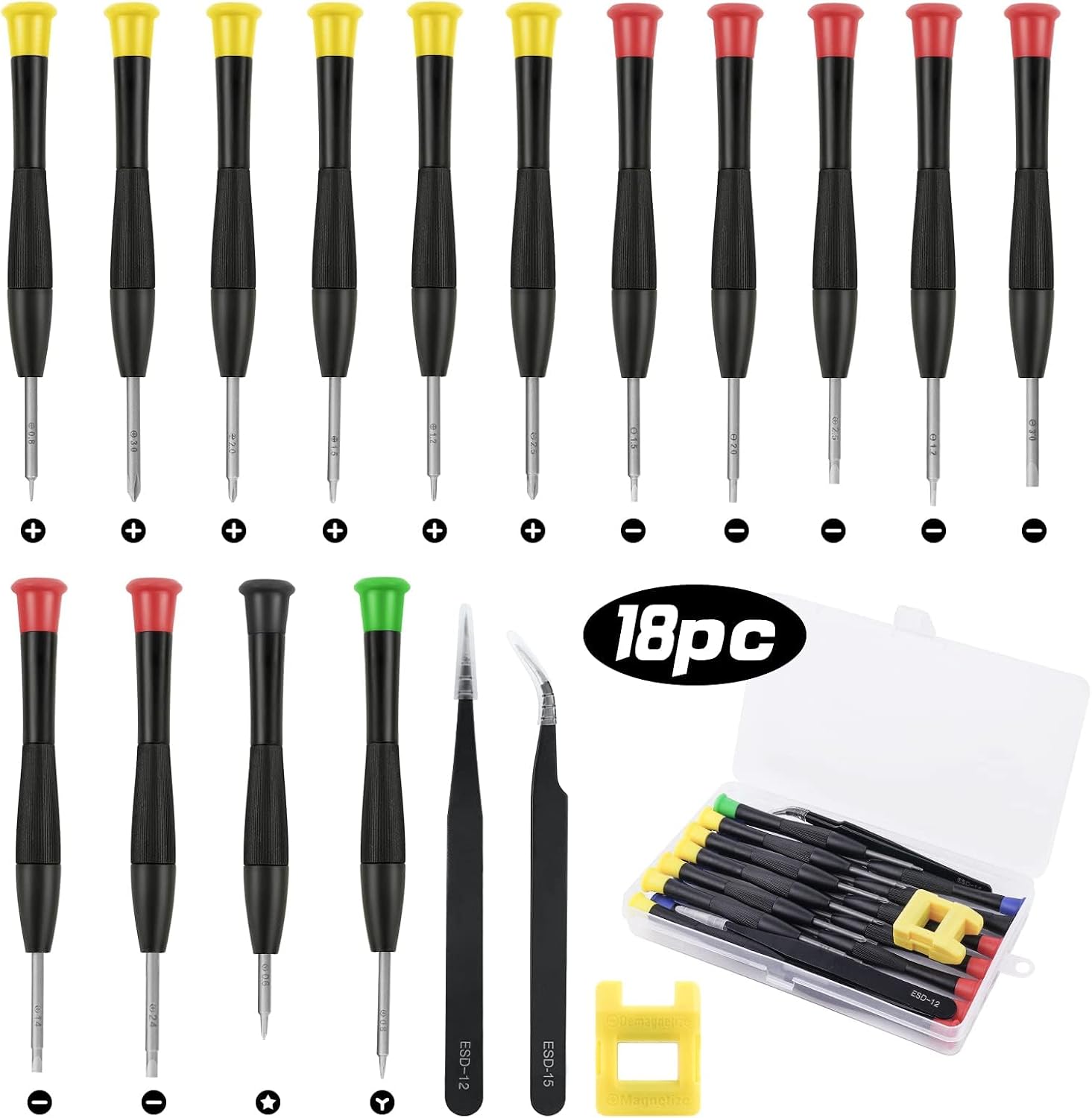 Ainiv 18PCS Uhrmacher Schraubendreher, Mini Brillen Schraubendreher