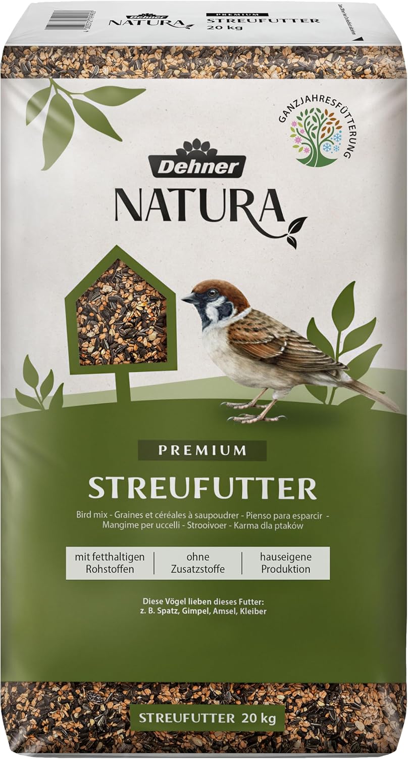 Dehner Natura Premium Wildvogelfutter, Streufutter schalenfrei, Ganzjahresfutter proteinreich / energiereich, hochwertiges Vogelfutter für Wildvögel, 3.6 kg