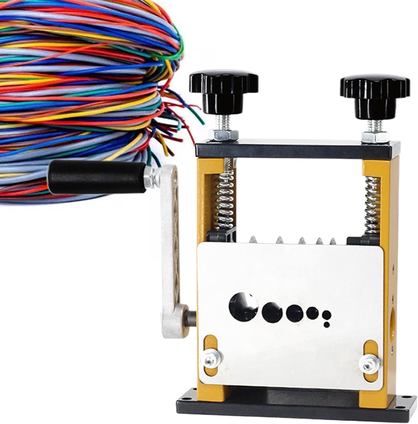 Abisoliermaschine für Handdraht, Kabel-Stripmaschine, 6 Löcher, 5 Tracks, Hand Crank Data Wire Stripper, 0,1 – 0,6 Zoll (0,1 – 0,6 Zoll), Schrottdatenkabel für Industrial