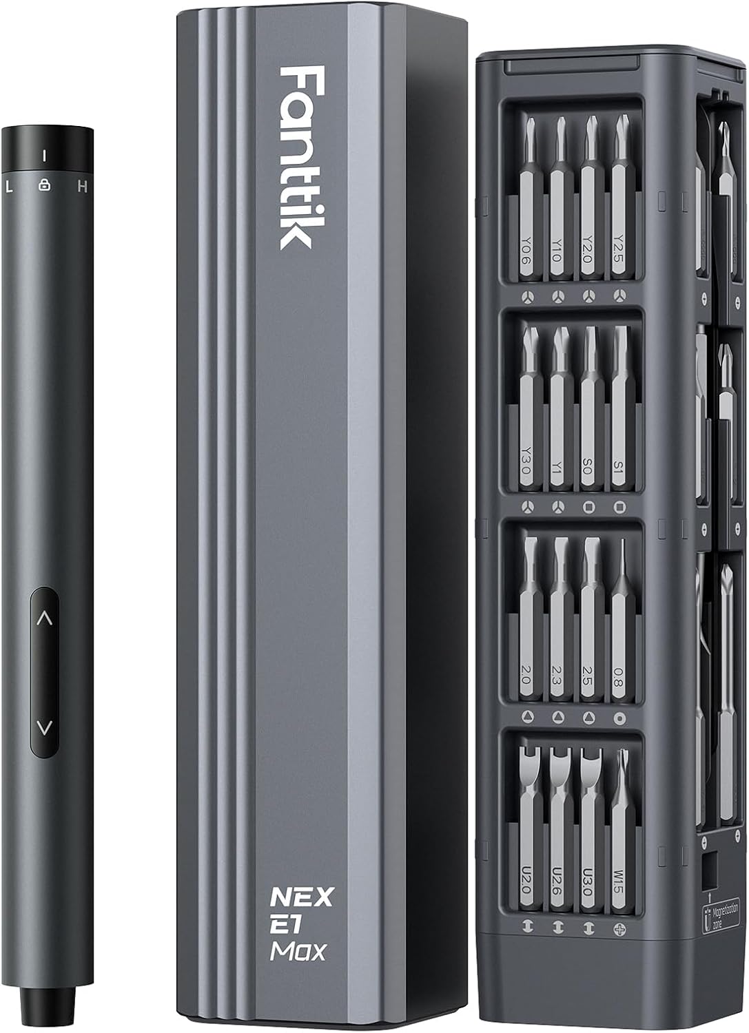 Fanttik E1 Max Mini Elektro Schraubendreher Set, 50 in 1 Magnetische Präzisions-Schraubendreher Kit, 2 Gänge Drehmoment, 5/32 Zoll Sechskant, Geeignet für Reparatur für iPhone,Laptop, Brillen, Uhren