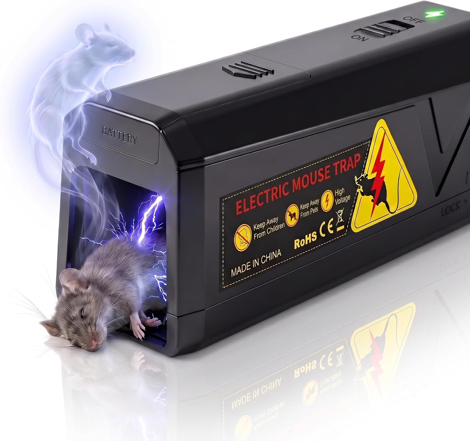 Elektrische Mausefalle 2000V für Kleine Mäuse, Rattenfalle Elektrisch