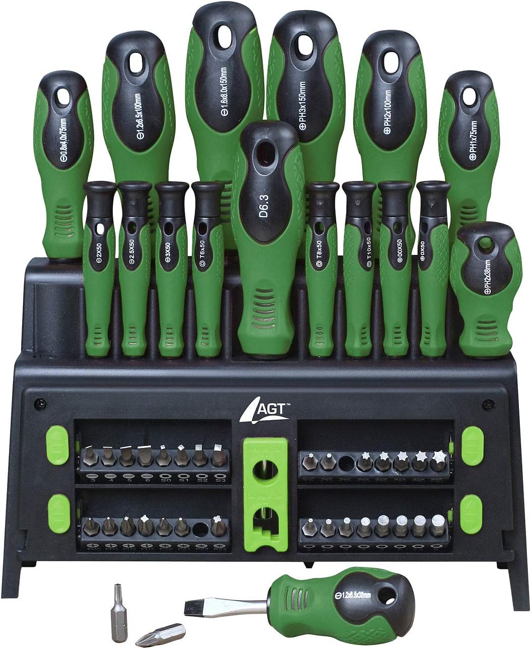 AGT Professional Schraubendrehersatz: 50-teiliges Schraubendreher- und Bit-Set mit Wandhalterung (Schraubendreher-Sets Torx, Magnet, Koffer)