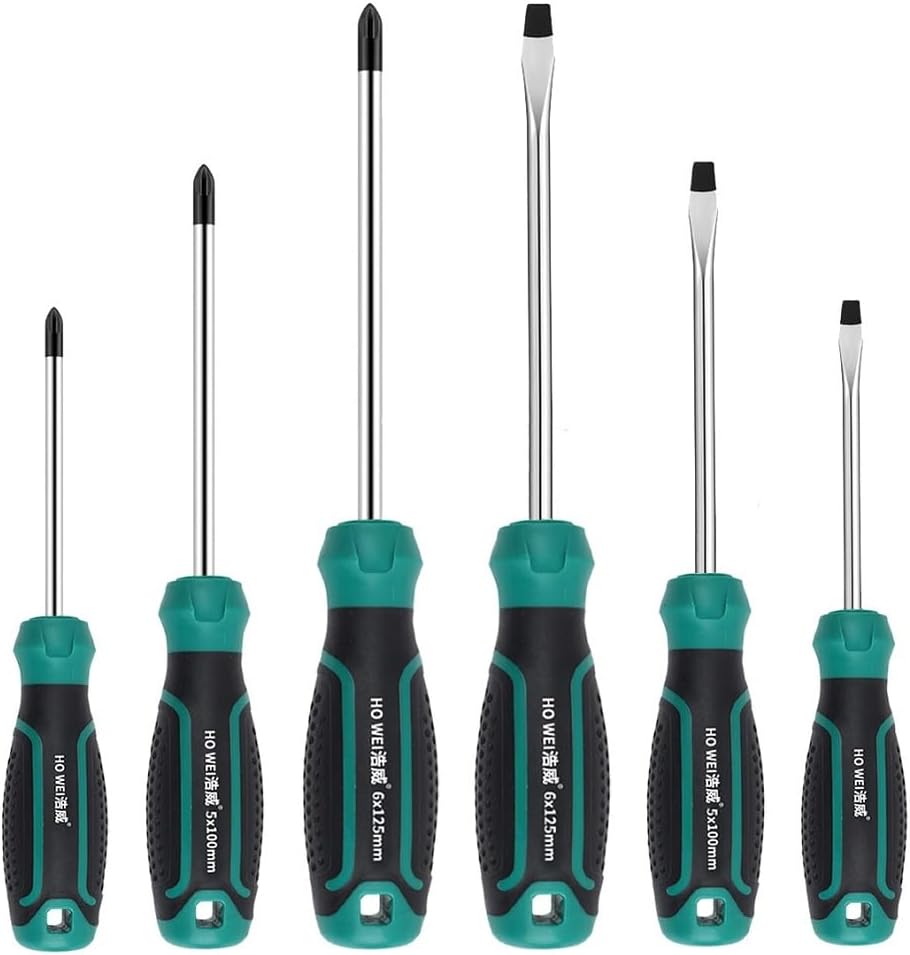 4-teiliges Flachschraubendreher-Set, Magnetische Schlitzschraubendreher, Weicher Ergonomischer Griff | Präzisions-Schraubendreher 3 mm, 5 mm, 6 mm