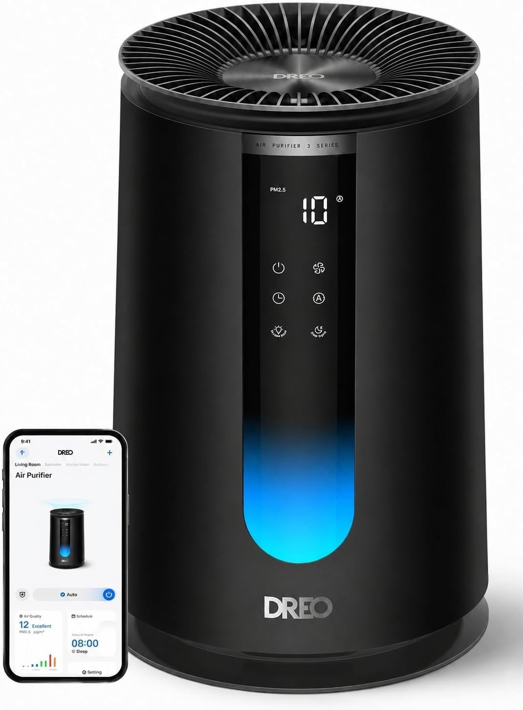 DREO Luftreiniger für Allergiker & Wohnung, HEPA-Filter, CADR 196 m³/h