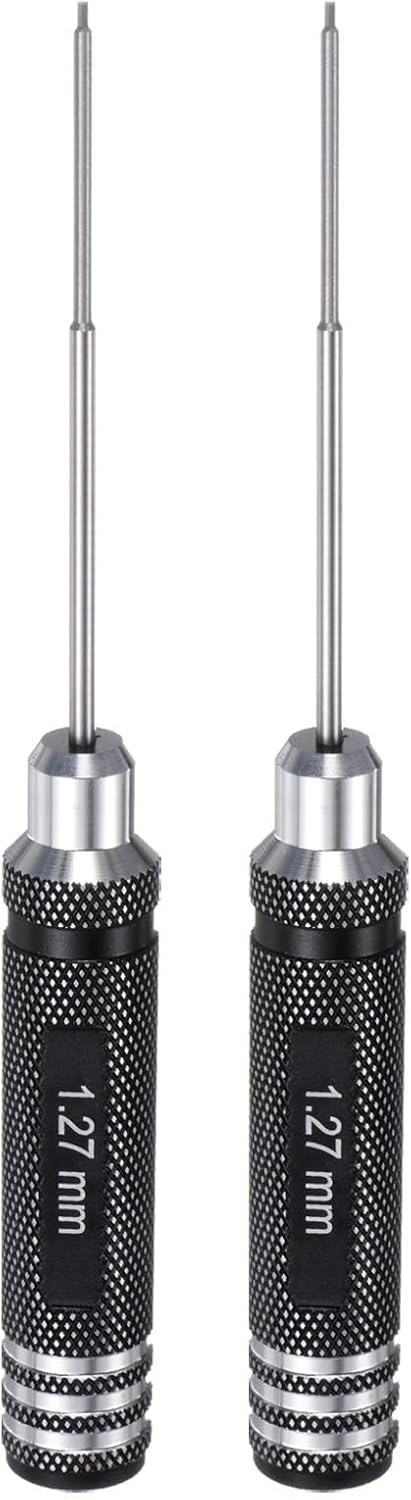 QUARKZMAN 2 Stück Sechskant Schraubendreher Set, 2mm Metall-Titan Sechskantschlüssel Schraubenzieher Werkzeug Silber für RC Modelle Auto Helikopter Boot Reparatur, Schwarz-Silber Griff