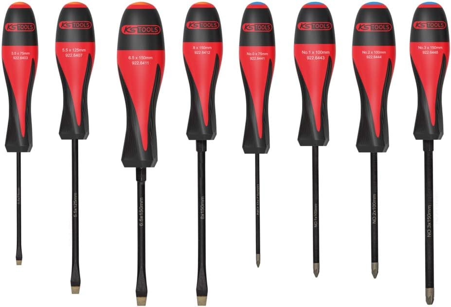 KS Tools 922.6440 Set mit 8 Ultimategrip Schraubendrehern, Schlitz PZ - Praktisches und einfach zu bedienendes Reparaturset - Schraubendreher Werkzeug für Heimwerker und Profi