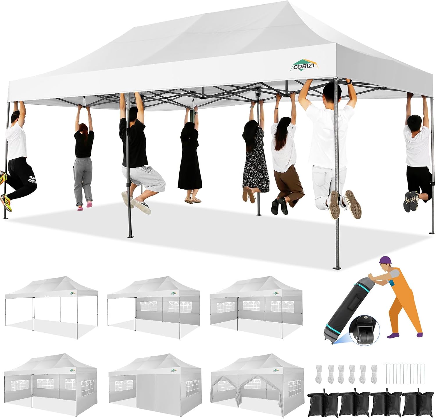 COBIZI Pavillon 3x4,5 Wasserdicht Stabil Winterfest, Pop Up Faltpavillon