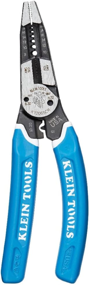 Klein Tools K12065CR Klein-Kurve Abisolierzange mit Schneider und Crimper, 203 mm | Geschmiedeter Stahl | Für unisolierte Verbinder | Massiv ca. 0,82–8,37 mm², mehrdrähtig ca. 0,52–5,26 mm²