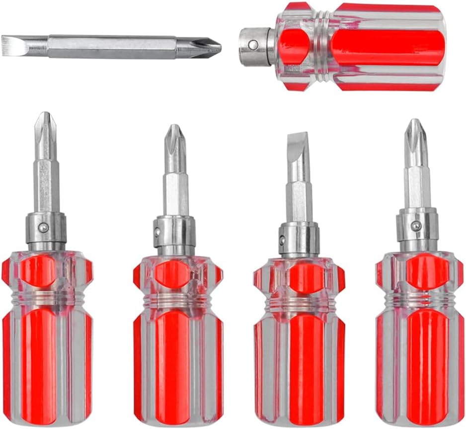 Mesee 5 Stück Stubby Ratschenschraubendreher, Mini Schraubenzieher kurz Set