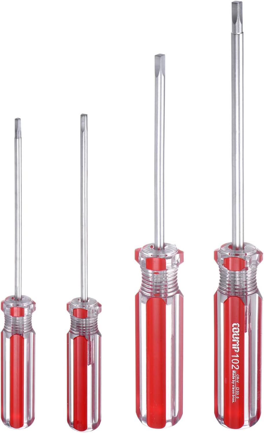 QUARKZMAN 4 Stück Magnetische Vierkant-Schraubendreher 75mm/3" Länge Rot