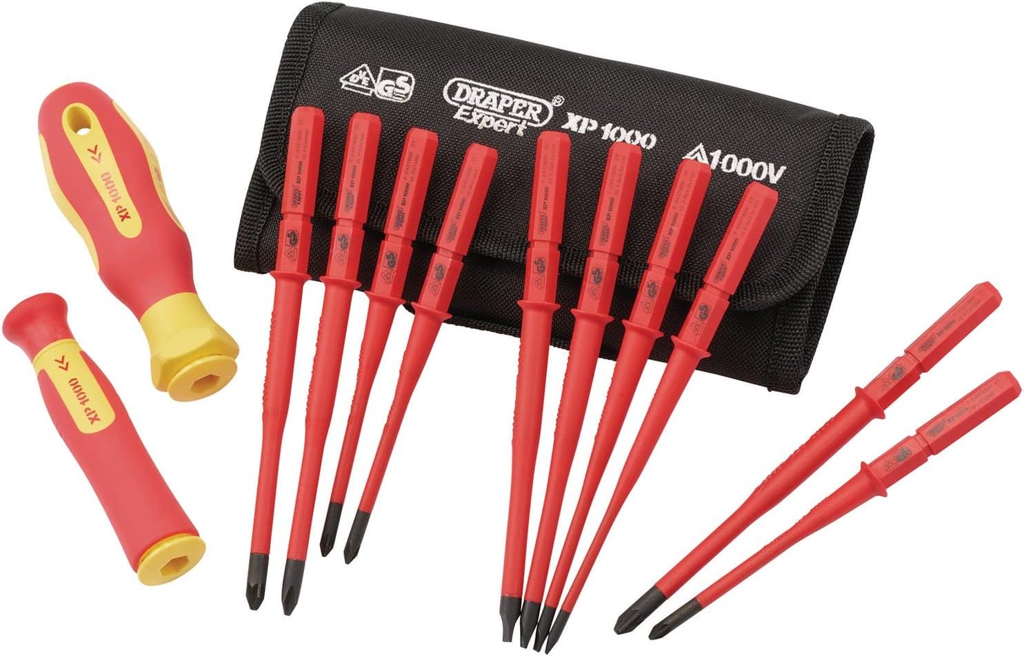 Draper 12-teiliges austauschbares Schraubendreher-Set | XP1000 extra dünn | tragbares Set mit Koffer | 70867