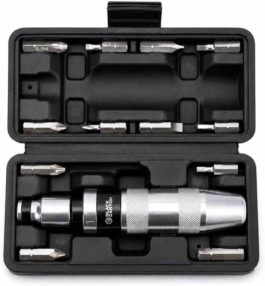 BLACK CANYON Hand Impact Wrench 1/2 Inch, 12-tlg Schraubendreher Set, Manueller Umschaltbarer Schlagschrauber, Schraubenzieher Set zum Lösen verrosteter & festgefrorener Schrauben