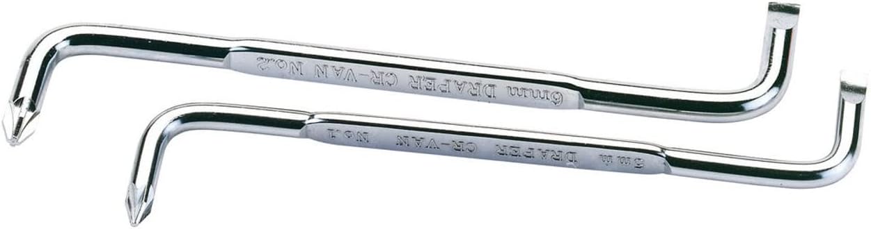 Draper 13948 2-teiliges Abgwinkeltes Schraubendreher-Set, Schlitz und Pozidriv-Kreuzschlitz