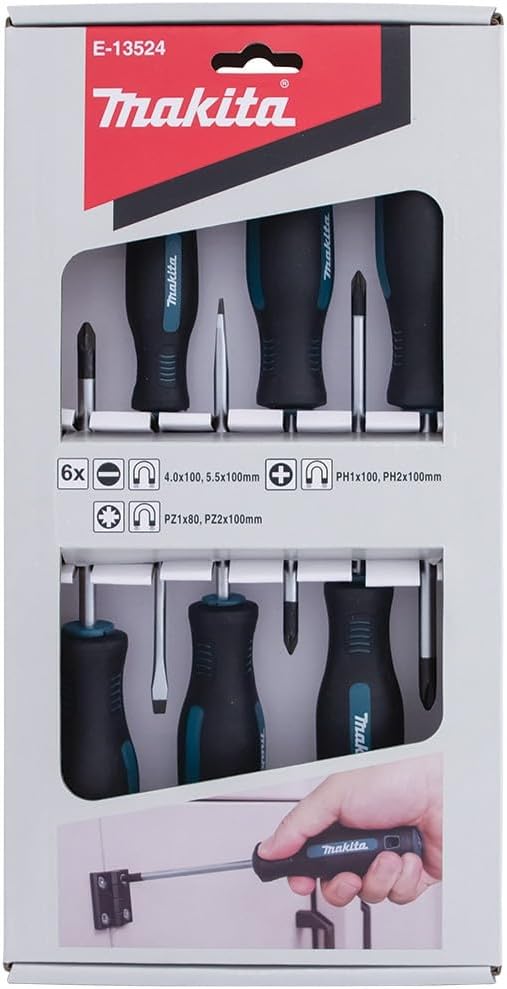 Makita Hand Phillips Pozi und Schlitz DIY Schraubendreher (6 Stück Set)