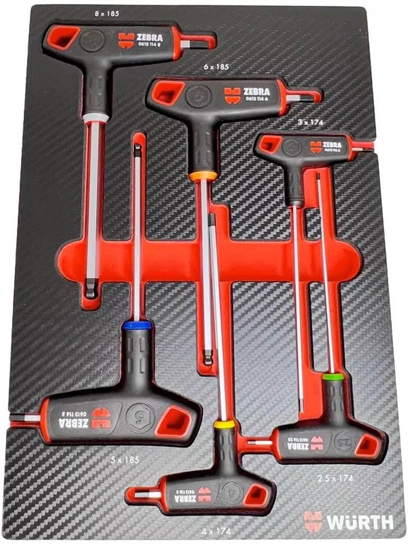 Würth Zebra System Schraubendreher Satz Quergriff Innensechskant 6 Teile in Schaumeinlage 4.4.1 in Carbon Optik T-Griff 0965905520