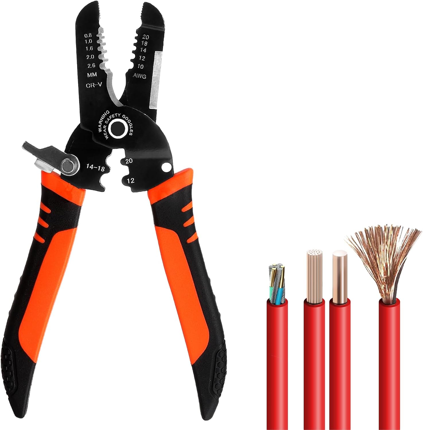 Abisolierzange Abisolierwerkzeug Drahtschneider Abmantelungswerkzeug Multifunktionale Seitenschneider für 20-10 AWG Kabel Abisolierer Kabelzange für Abisolieren, Schneiden, Crimpen, Schärfen, Klemmen