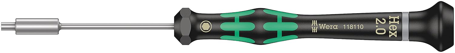 Wera 2 mm Präzision Sechskant Steckschlüssel-Schraubendreher, Länge 157 mm/Klinge 60 mm