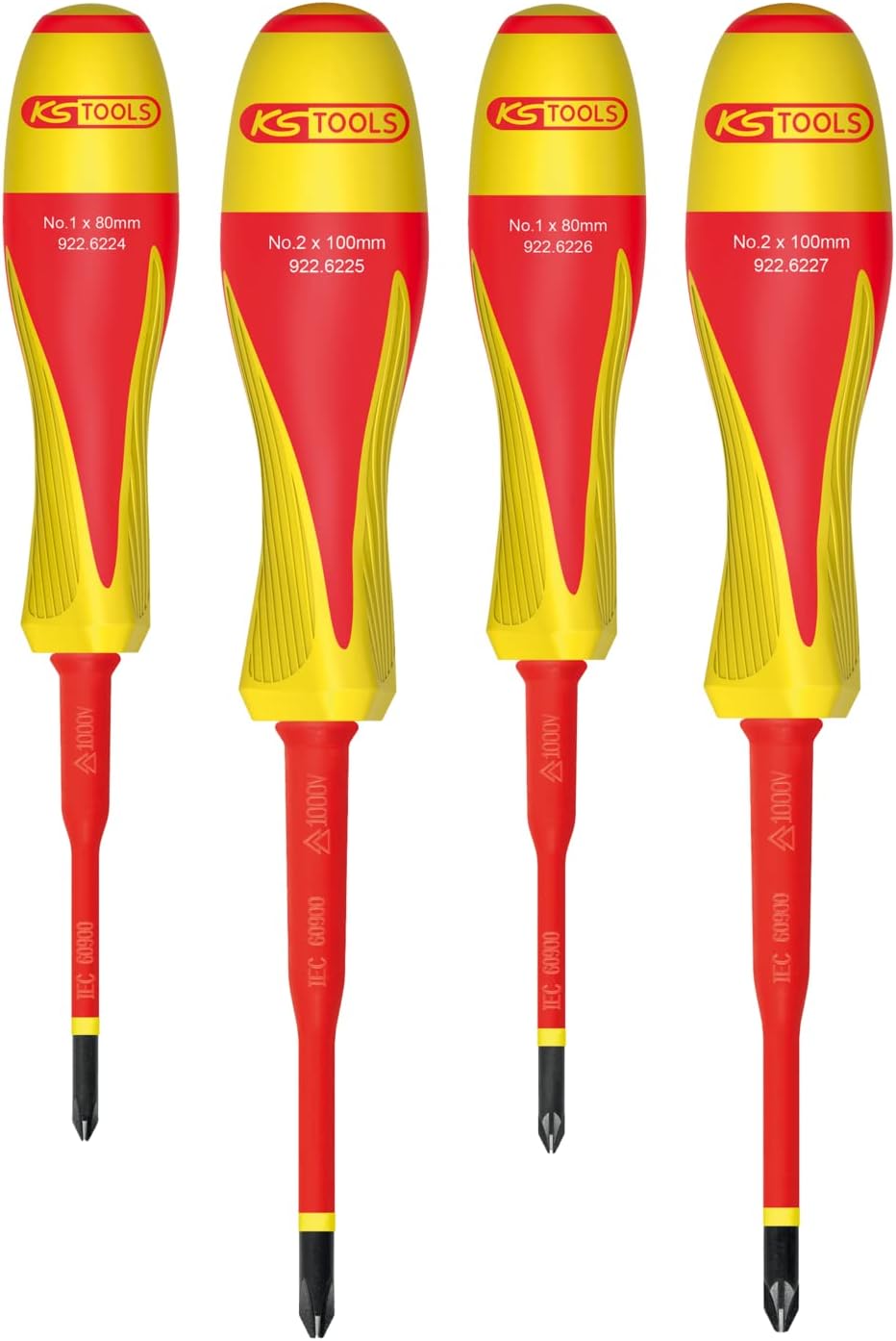 KS Tools 922.6228 2-Komponenten-Schraubendreher-Satz, isoliert, 1000 V, für elektrische Klemmen, 4 Stück, Weiß