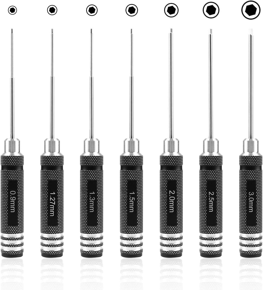 7-teiliges Sechskant Schraubendreher Satz, RC Modellbau Werkzeug 0,9-3 mm