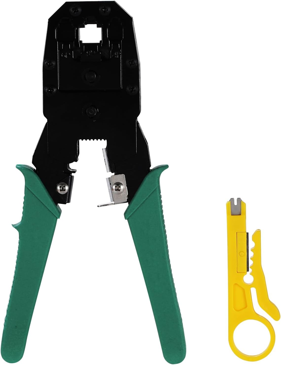 Greluma Cat5e Cat6 Cat6e RJ11 Crimpzange Abisolierzange Schneider, All in One Abisolier Schneid Crimpwerkzeug für Ethernet Netzwerkkabel