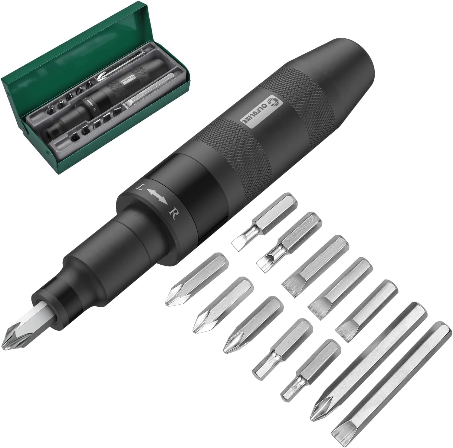 COLFULINE 1/2" Hand-Schlagschraubendreher Satz, Schraubendreher Set 13-teilig Schraubendreher Bits Schlitz Kreuzschlitz Sechskant Steckbare für Werkzeug(schwarz)