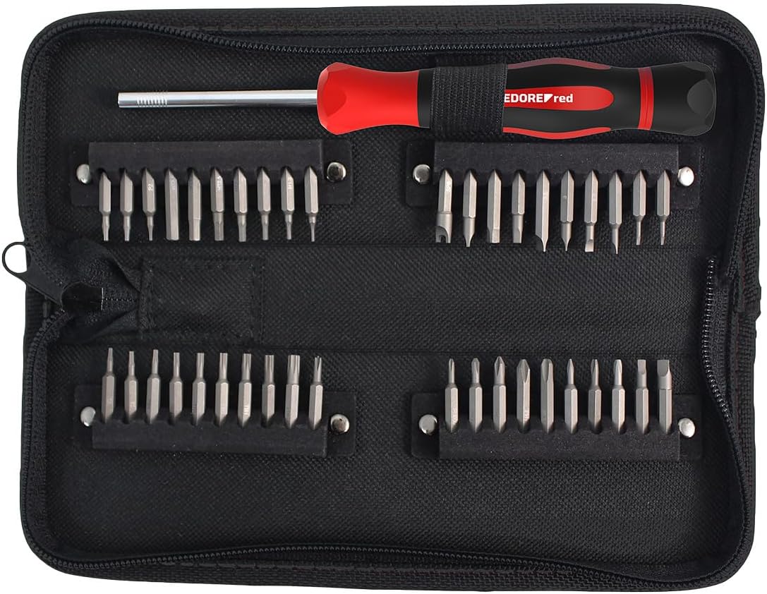GEDORE red 41in1 Präzisionsschraubendreher‑Satz R38002041, Präzisions‑Bitset mit 41 Teilen, magnetische Bitaufnahme, kompakte Sortierung