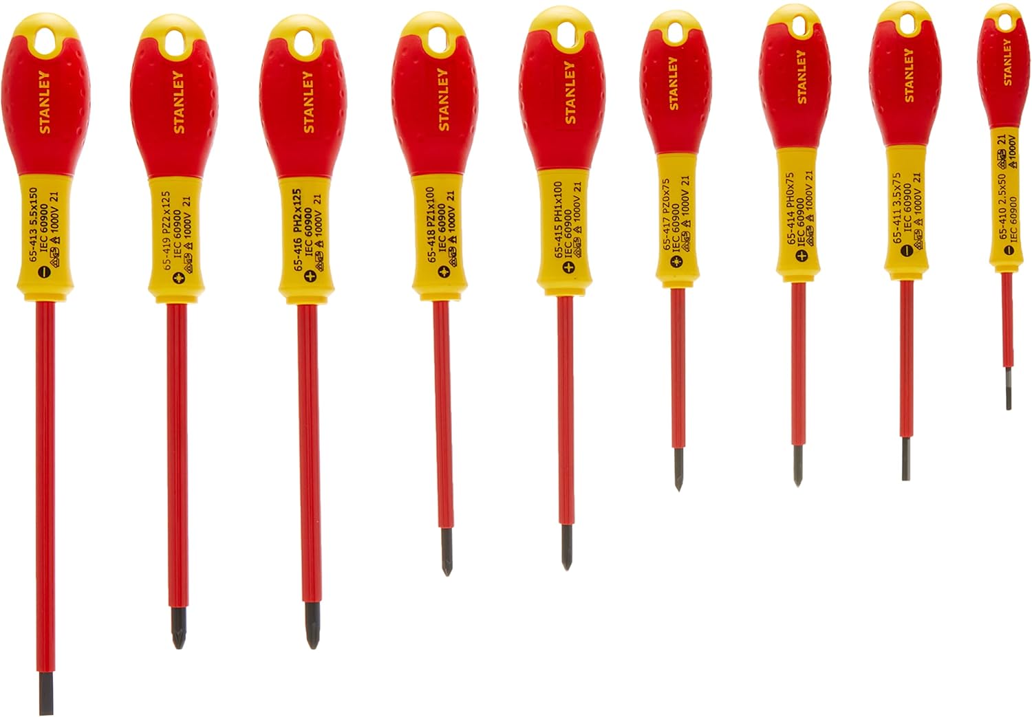Stanley FatMax Schraubendreher-Set, isoliert, Satz, Schlitz, Phillips, Pozidriv, Tester, 10-teilig, 0-62-573
