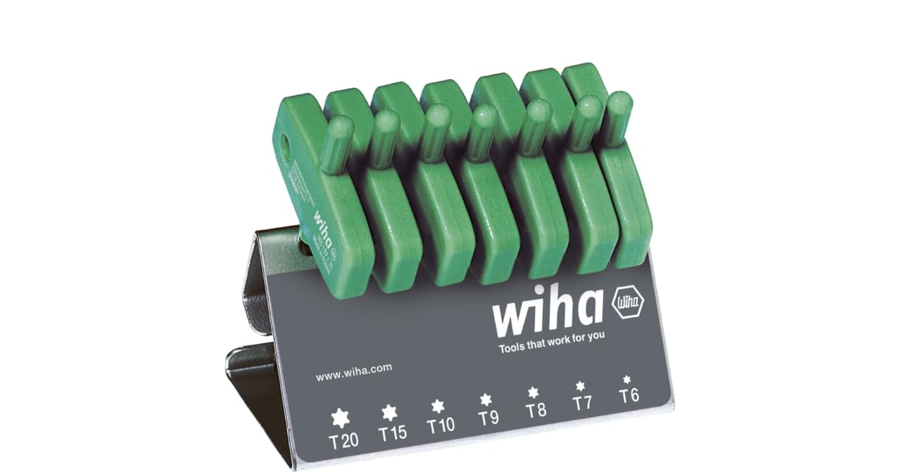 Wiha Stiftschlüssel mit Fähnchengriff Set TORX® 7-tlg. brüniert im Werkbankständer (25625)
