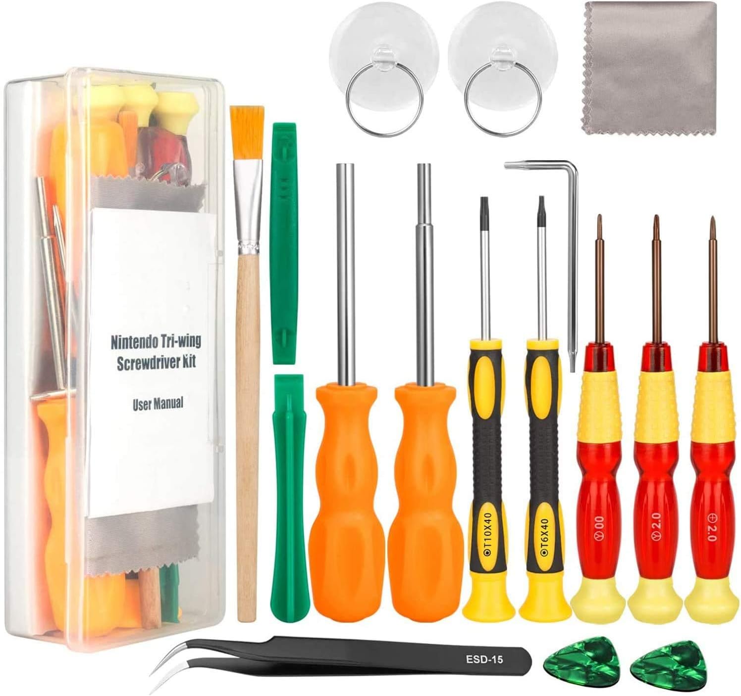 POFET 17-teiliger Triwing-Schraubendreher Reparatur für NS Switch und Spielgeräte, 3DS, XL 2DS, NES, SNES Classic Wii-Konsolen NDS NDSL GBA Gameboy Advance-Präzisionsschraubendreher-Spielbit-Set