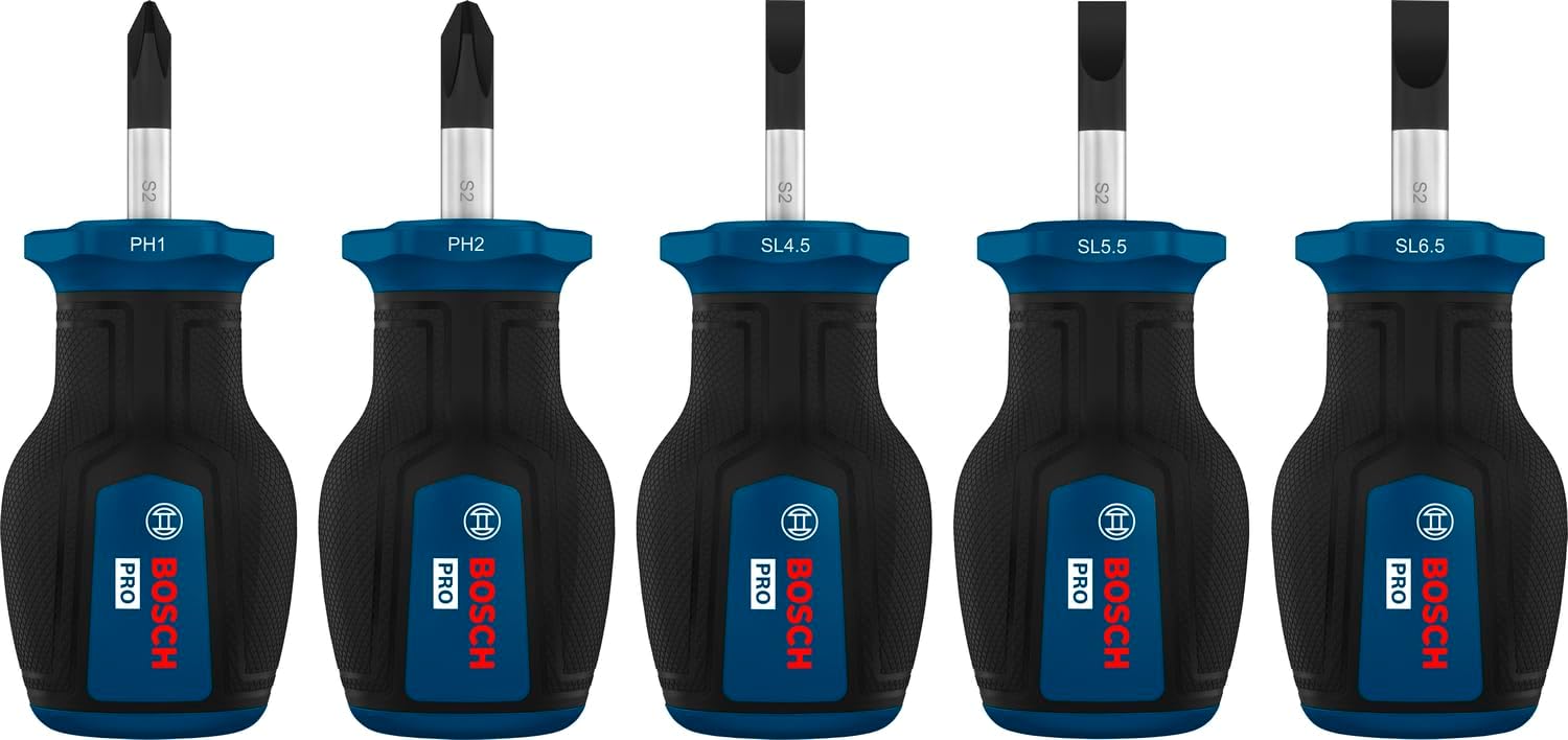 Bosch 5x PRO Stubby-Schraubendreher-Set PH/SL, 5-tlg. (Zubehör Handwerkzeug)